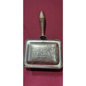 Vintage F.B.Rogers Etched Shield Silver Plate Silent Butler Ash Box Crumb Catch